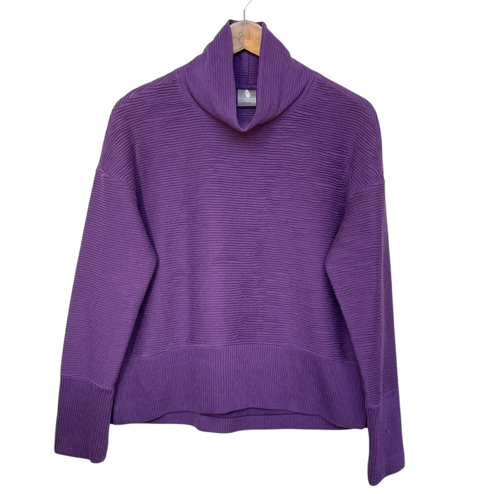 Calia by Carrie Underwood Womens Purple Textured Cowl Neck Pullover Sweater S